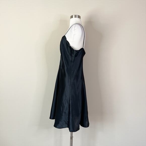 Vintage | 90s Heart Cut Out Black Satin Erika Taylor Lingerie Dress Night Gown L - Picture 6 of 7